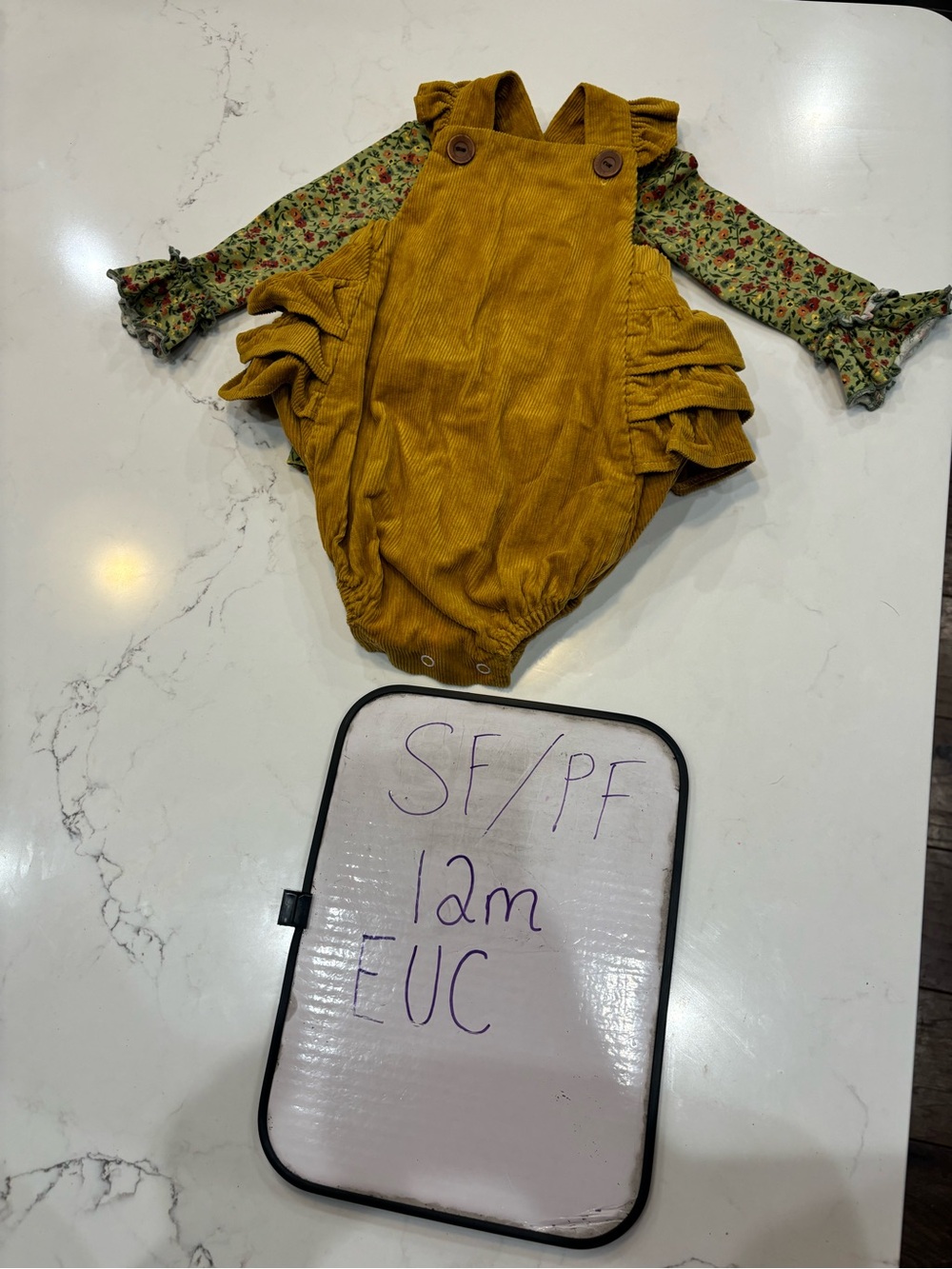 Mustard Yellow Corduroy Baby bubble with Floral Top fall